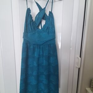 wild fable Teal Floral Lace Midi Dress